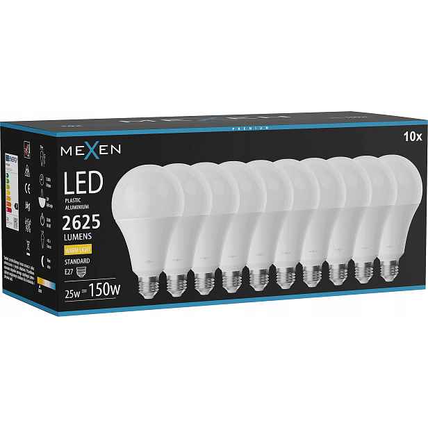 Mexen Nova 10x Led Žárovka E27 A95 25W Teplá Bílá 3000K 2625 LM
