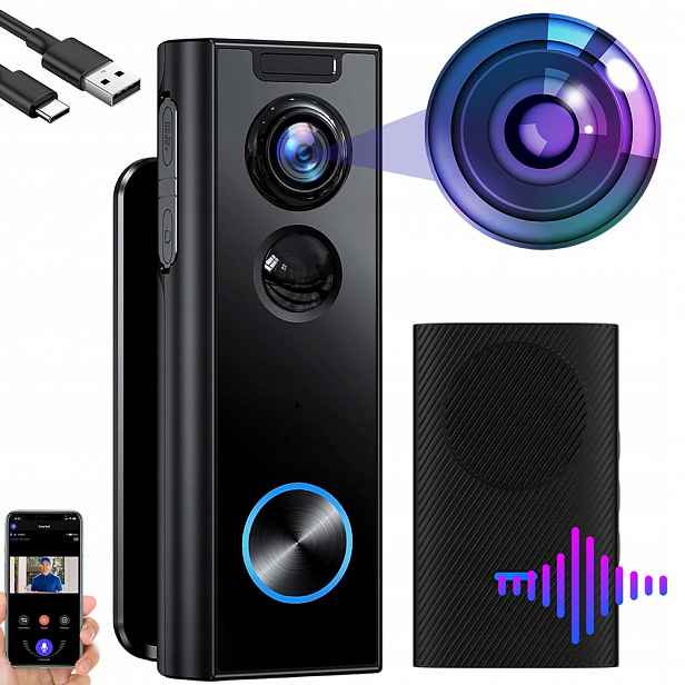 Bezdrátový Wifi Dveřní Zvonek S Hd Kamerou, Inteligentní Videotelefon