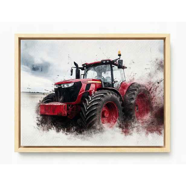 Obraz Rama American Box Červený Traktor Farma Pole Zemědělský Traktor 80x60