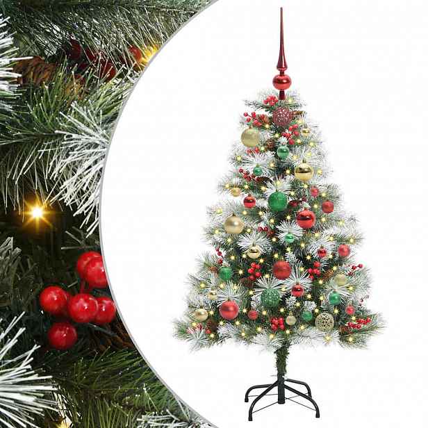 vidaXL Umělý vánoční stromeček Zelená a bílá 120 cm PVC, kov a plast
