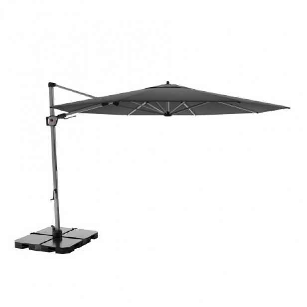 Knirps HYPERION 340 cm - luxusní výkyvný zahradní slunečník s boční tyčí : Barva slunečníku - DARK GREY