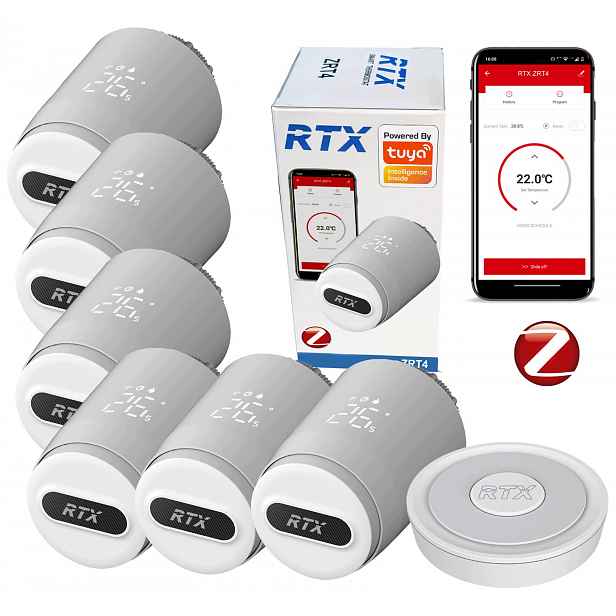 6x Termostatická Kartuše Rtx Termostat ZigBee Tuya Smart #Brána Bonus