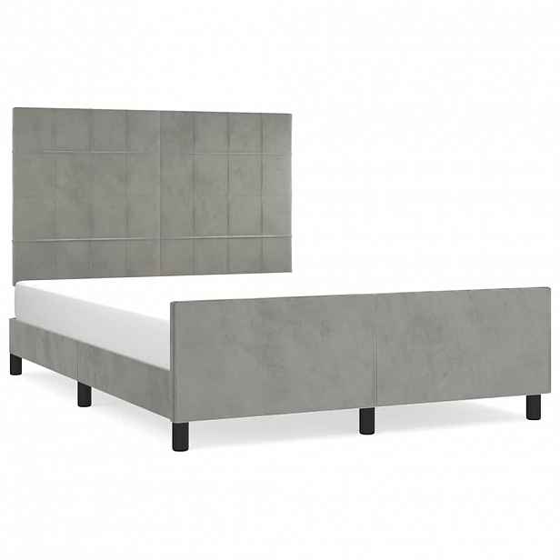 vidaXL Rám postele bez matrace světle šedý 140 x 190 cm samet
