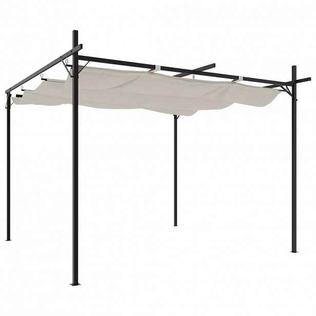 vidaXL Pergola se zatahovací střechou krémová 295 x 292 x 230 cm
