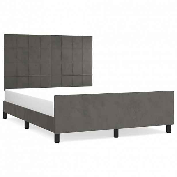 vidaXL Rám postele bez matrace tmavě šedý 140 x 190 cm samet