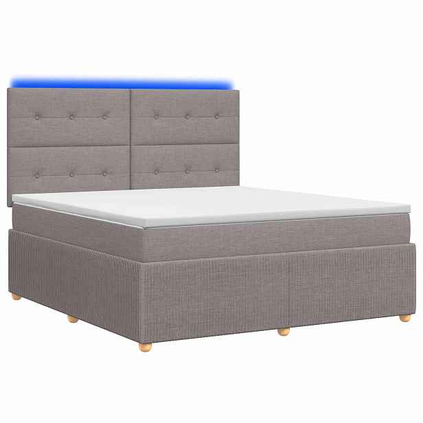 vidaXL LED rošt s matrací s LED pásky s čelo Taupe 180 x 200 cm Textil