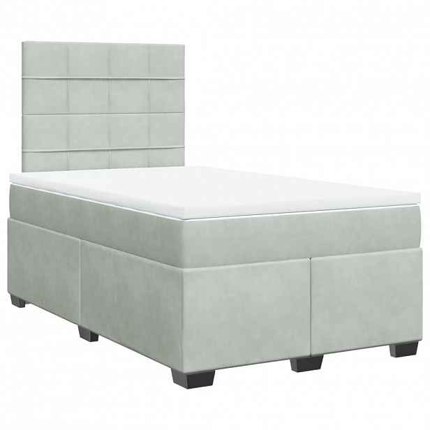 vidaXL Box spring postel s matrací světle šedá 120x190 cm samet