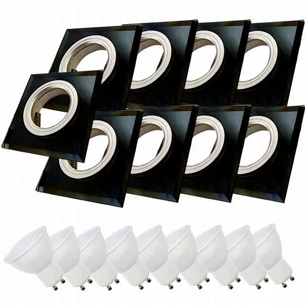 9 x Skleněná Černá Stropní Lampa Halogenová Objímka Led Žárovky 1.5W