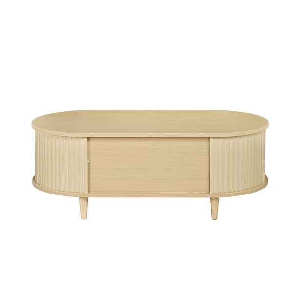 OKWISH KONFERENČNÍ stolek 100/50/36 cm dubový z MDF s 1 zásuvkou a roletovými dvířky
