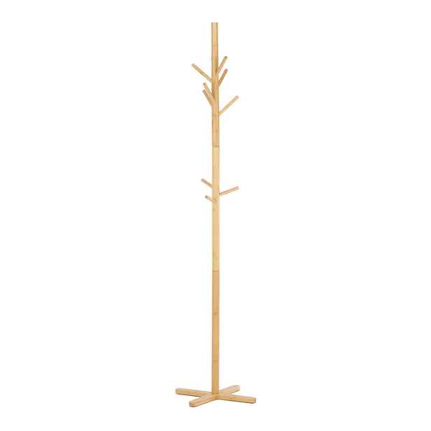Stojanový dřevěný věšák ORKALZEL, 180 cm, masiv bambus, přírodní odstín