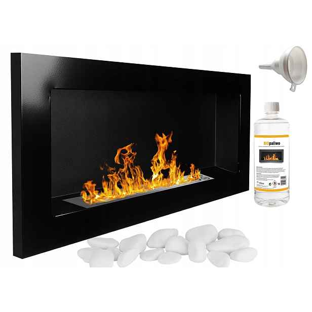 Biokrb 900X400 Černý Lesk Plochý 12 CM Biokominkigmt