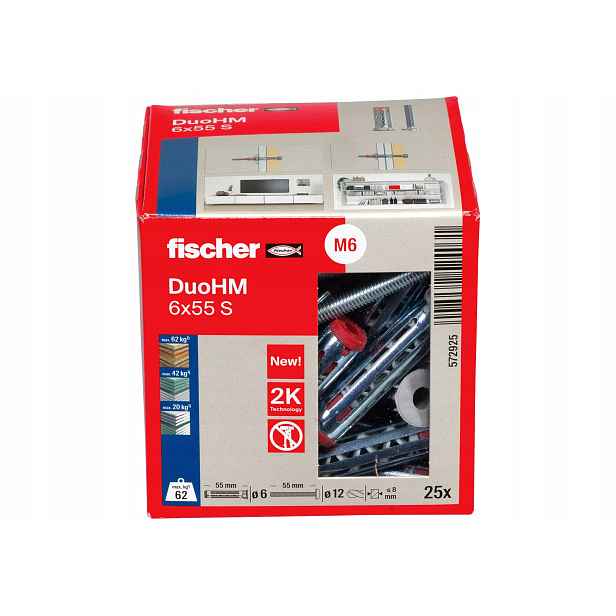 Fischer Hmoždinka fischer DuoHM 6 x 55 S Ph Tx, šroub s soč. hlavou, Torx 25 Ks