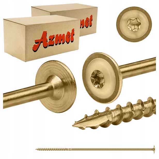 Tesařské vruty 8x300 mm Torx pro talířové dřevo 100 ks Azmet WCT-08300