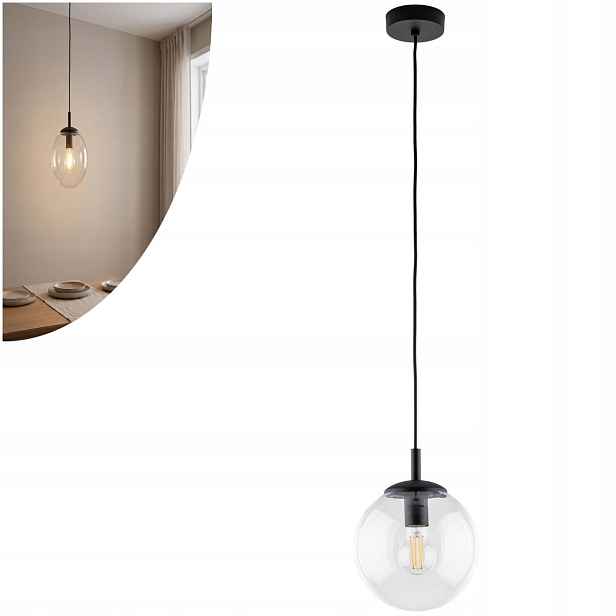 Závěsná lampa z kovu, skleněné stínítko, černá, moderní Ø30 cm, E27 Tk Lighting