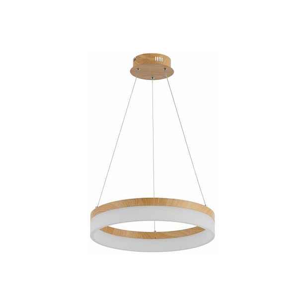 Závěsná Led lampa moderní imitace dřeva kulatá 40 cm 4000K Reality