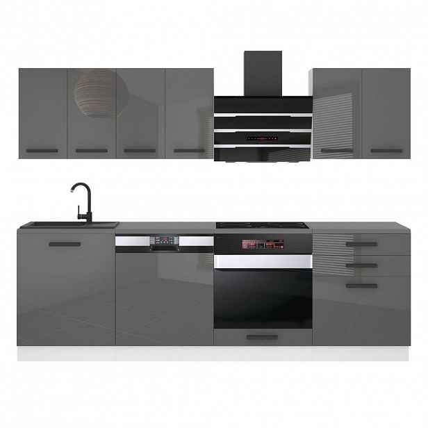 B BELINI GROUP KUCHYŇSKÁ LINKA Susan 240 cm, s pracovními deskami, Stříbrná lesklá
