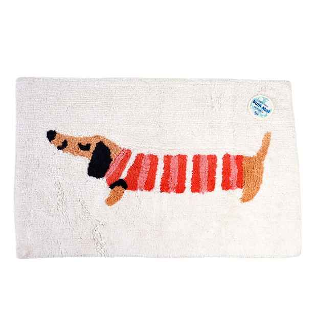 Červeno-bílá koupelnová předložka 83x52,5 cm Sausage Dog – Rex London