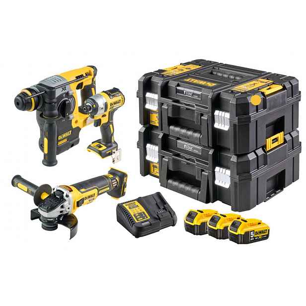 DeWALT - 9dílná sada AKU nářadí, baterií a nabíječky DCK305P3T