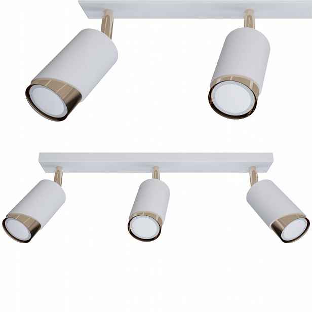 Závěsná lampa Metalová Bragi 3 světelné body bílá zlatá, moderní Loft