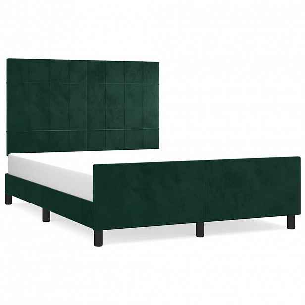 vidaXL Rám postele bez matrace tmavě zelená 140 x 190 cm samet