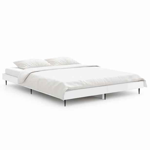 vidaXL Rám postele bílý s vysokým leskem 135 x 190 cm kompozitní dřevo