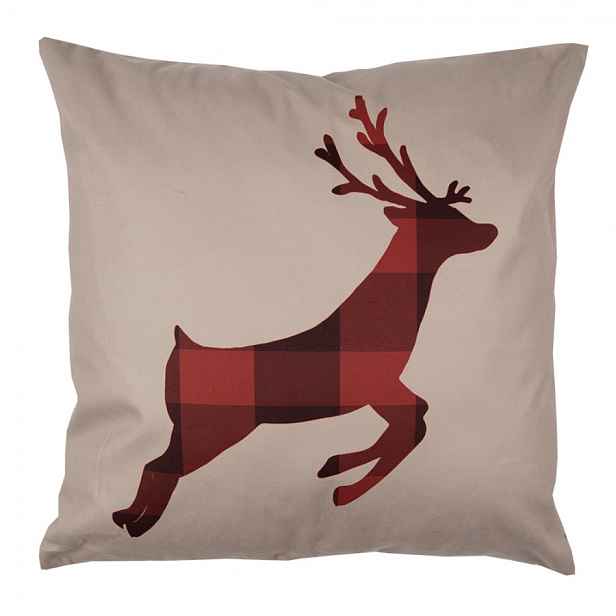Béžový povlak na polštář s jelenem Deer - 45*45 cm Clayre & Eef
