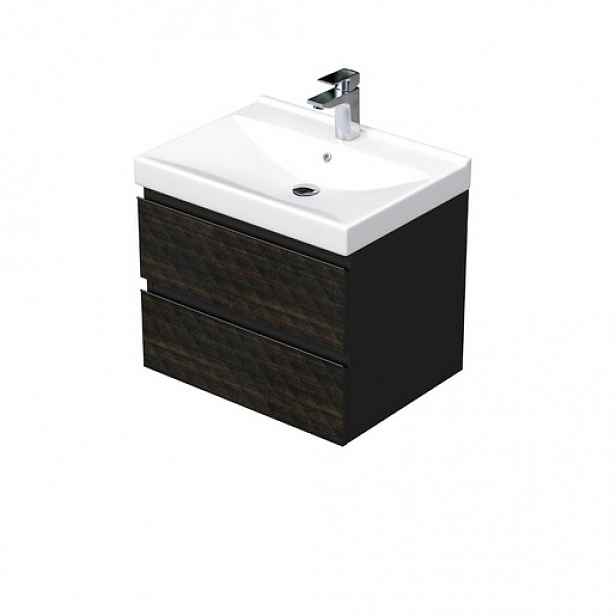 Koupelnová skříňka s umyvadlem SAT Cube Way 60x47,5x46 cm hnědá mat CUBE3D46602ZHVER