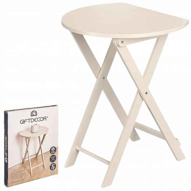 Skládací boční stolek béžový do obývacího pokoje boho, moderní, dekorativní, lehký