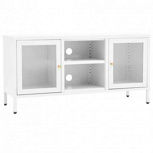 vidaXL TV stolek bílý 105 x 35 x 52 cm ocel a sklo