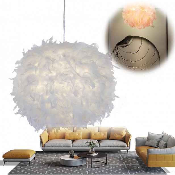Dekorativní Lampa Peří Boho 1-BODOVÉ Stropní Svítidlo Bílá