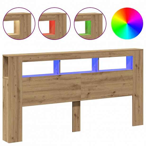 vidaXL Čelo postele LED dub artisan 200x18,5x103,5 cm kompozitní dřevo