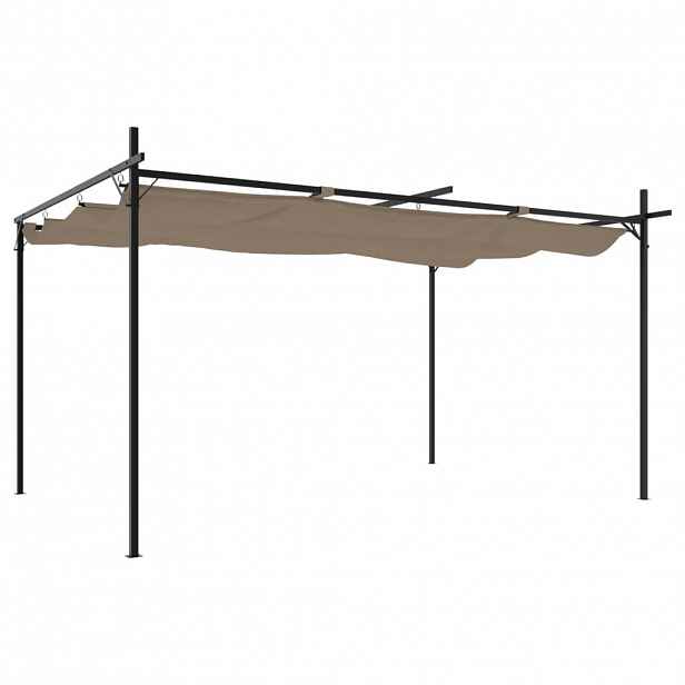vidaXL Pergola se zatahovací střechou taupe 395 x 292 x 230 cm