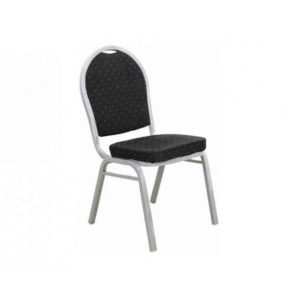 Židle, stohovatelná, látka černá / rám šedý - 44x50x91 cm