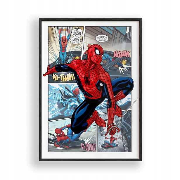 Plakát Spider-Man Avengers v černém dřevěném Rámeček 30x42 cm