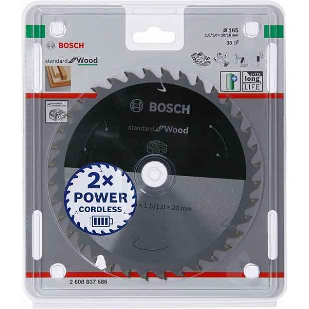 Bosch Pila Standard Wood Accu 165x20x36z 2608837686