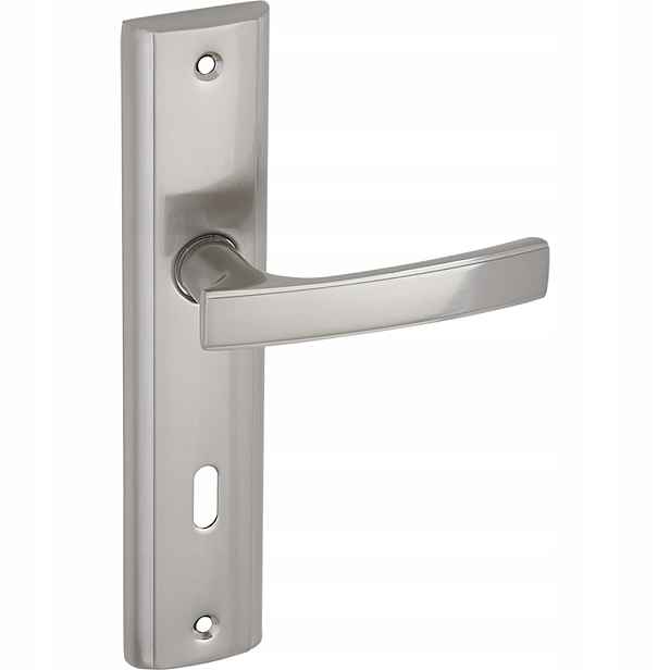 Dveřní klika Kuchinox Aura saténová, dlouhý štítek, Classic, 115 mm