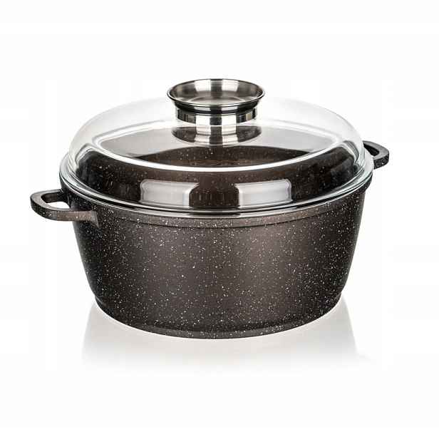 Hrnec s poklicí Premium, hnědý, 28 cm, 6,7 l