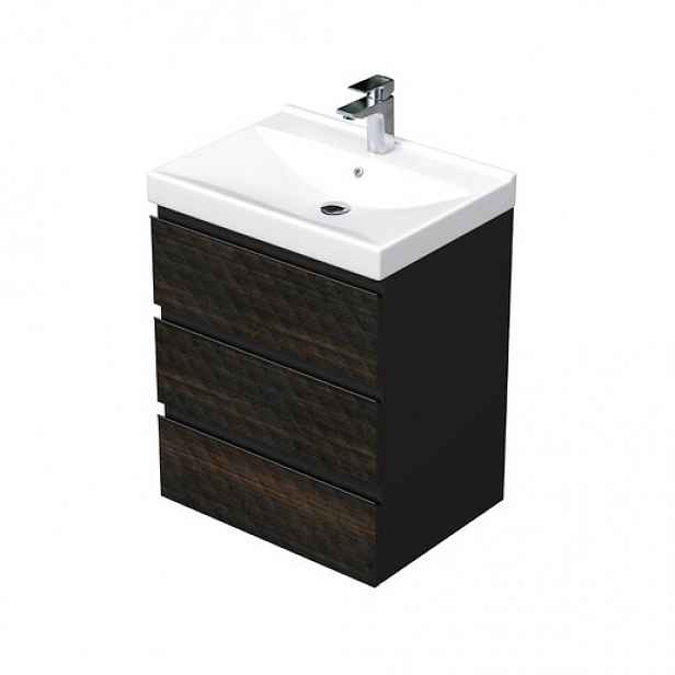 Koupelnová skříňka s umyvadlem SAT Cube Way 60x71x46 cm hnědá mat CUBE3D46603ZHVER