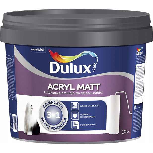 Malířská Sada Barva Dulux Acryl Matt 10L Emulze Bílá+fólie+ Páska