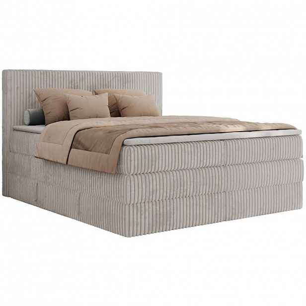 MKS POSTEL BOXSPRING TILIANO KING 140/200 - Světle šedá manšestr - H3