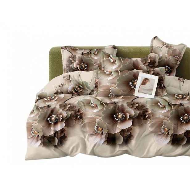 Povlečení 3D Bavlněný satén 200×220 cm – 4 prvky – květiny – Fashion Home