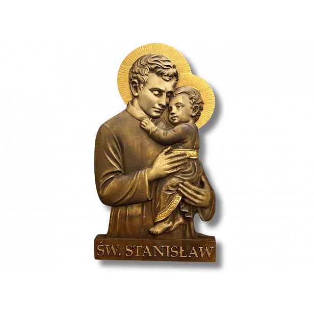 Svatý Stanislav 100 cm, unikátní reliéf, dřevěný dárek do farnosti