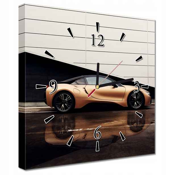 Nástěnné hodiny 30x30 Zlaté Bmw Auto