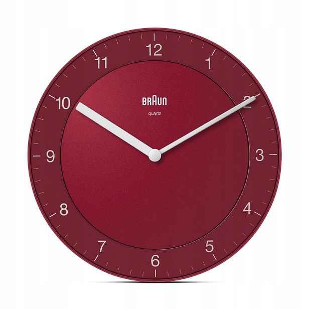 Nástěnné Hodiny Braun Červené Průměr 20 cm Tichý Přesný Mechanismus