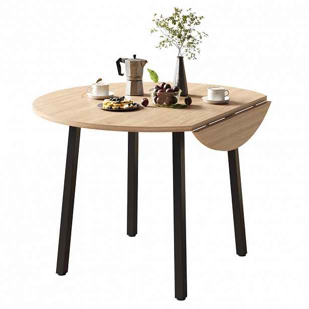 STILVORA JÍDELNÍ STŮL dubový, skládací deska, kovové nohy, pro 2–4 osoby, 100×100×75 cm