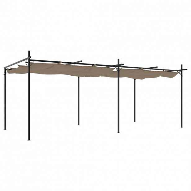 vidaXL Pergola se zatahovací střechou taupe 589 x 292 x 230 cm