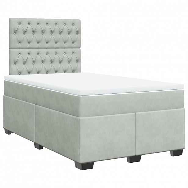 vidaXL Box spring postel s matrací světle šedá 120x190 cm samet