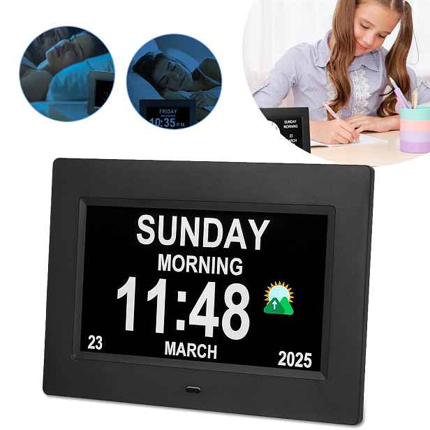 7PALCOVÝ Digitální LCD Kalendář S Datem A Časem, Digitální Budík