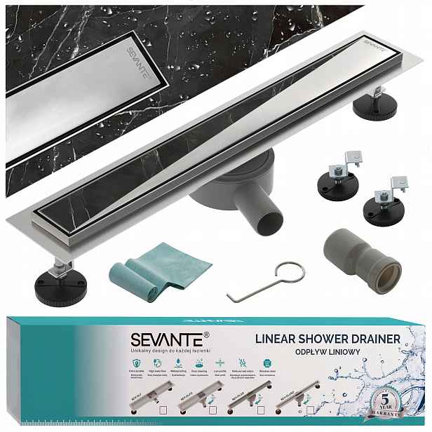 Lineární odtok 100 cm Flat inox otočný sifon nerezová ocel 304 Sevante