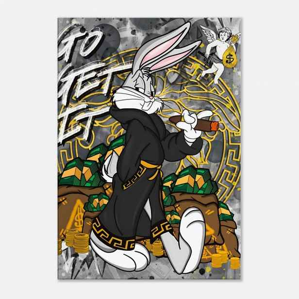 TEMU 2D Plochý, 1ks Bezrámový Obraz na Plátně Bug Bunny Tisk na Plátno: Dekorace do Domácí Kanceláře, Halloweenská a Vánoční Dekorace